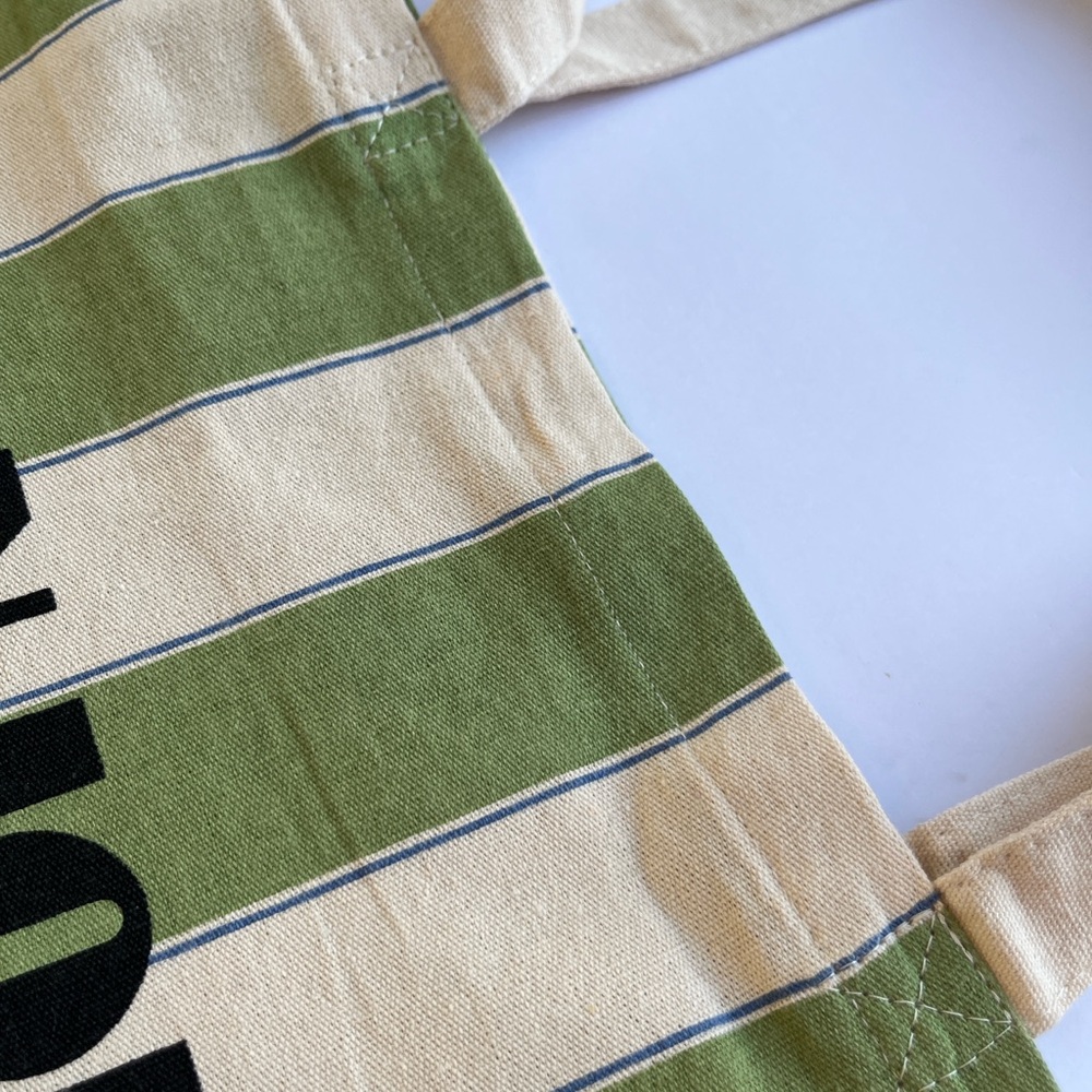 NWOT - Sézane Bonjour Texas Canvas Tote Bag Green Stripes - Picture 7 of 13